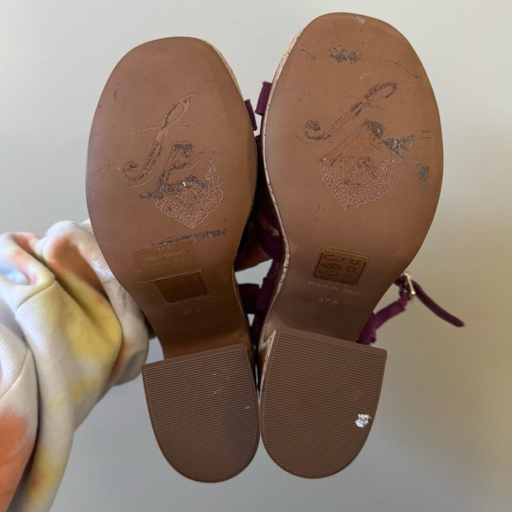 Free People Lisbon Platform Fuschia pink purple Cork Chunky heel sandals - Picture 7 of 8